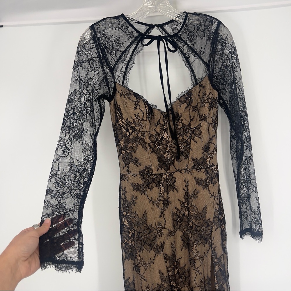 Katie May Los Angeles Persia Black Lace Sweetheart Long Sleeve Formal Maxi Dress - Picture 4 of 10